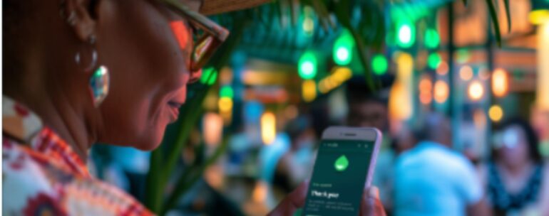 kobieta ze smartfonem przeglądająca platformę eazle