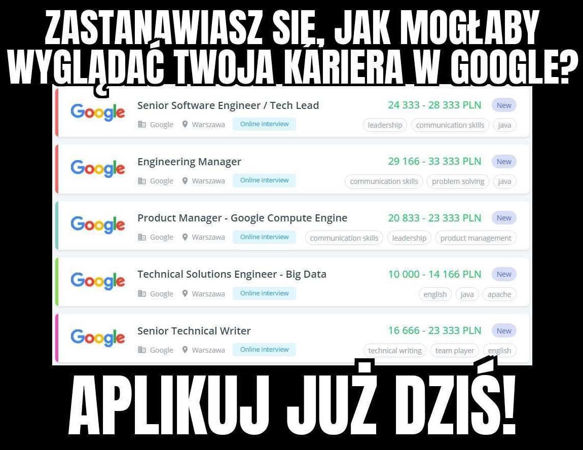 Oferty pracy w Google