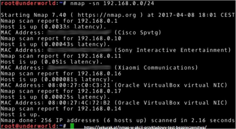 Nmap Network mapper - Atak MITM - skanowanie sieci