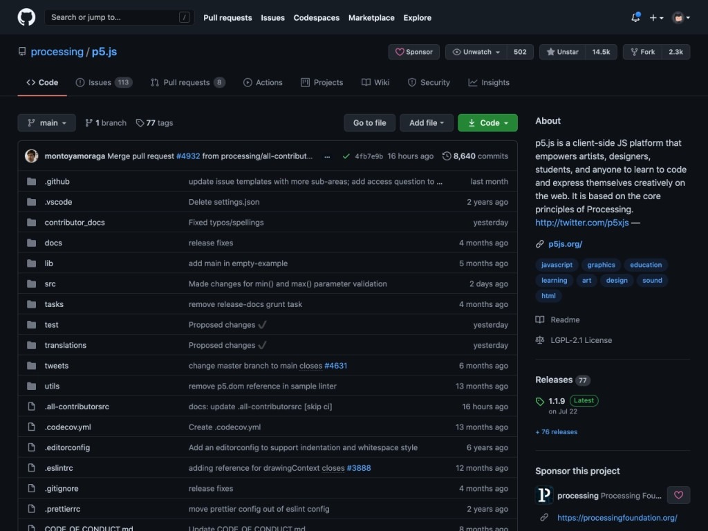 Motyw dark mode na GitHub