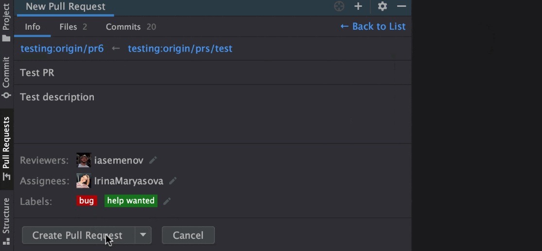 IntelliJ 2021.1 Pull Requests