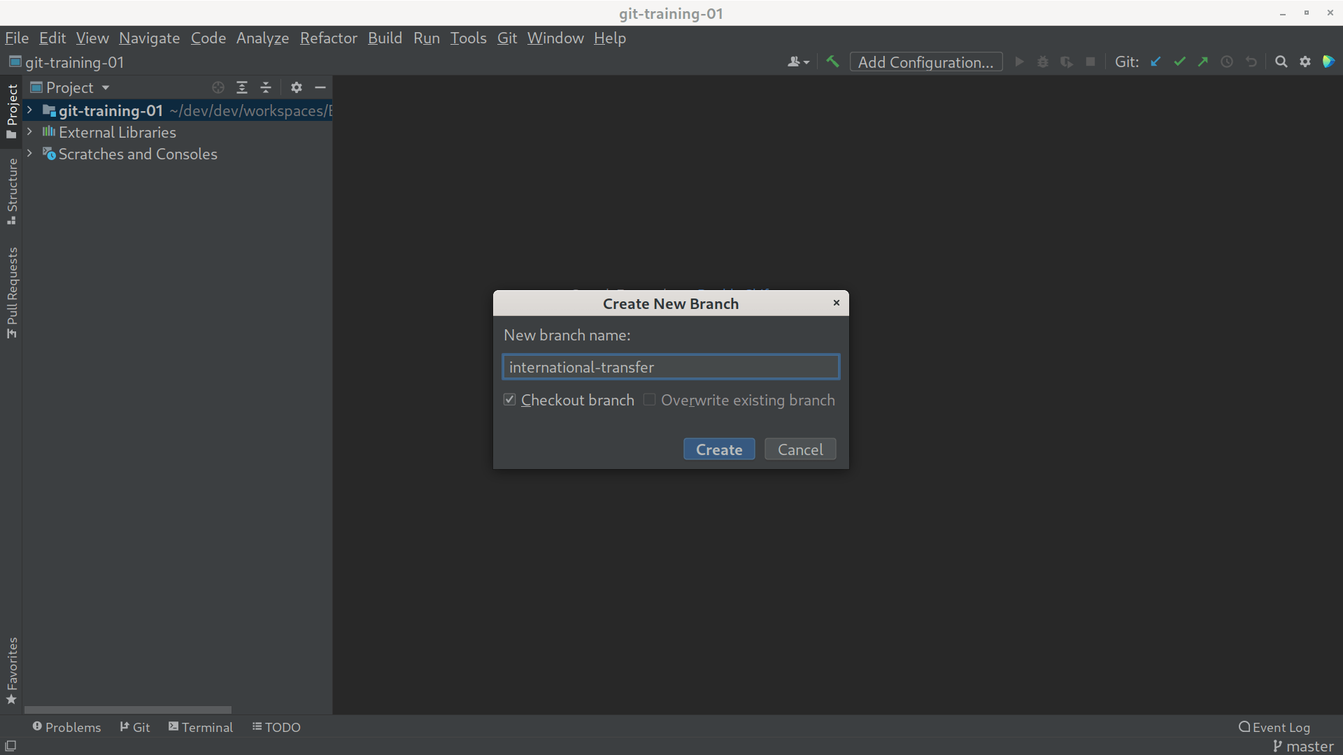 git intellij branch