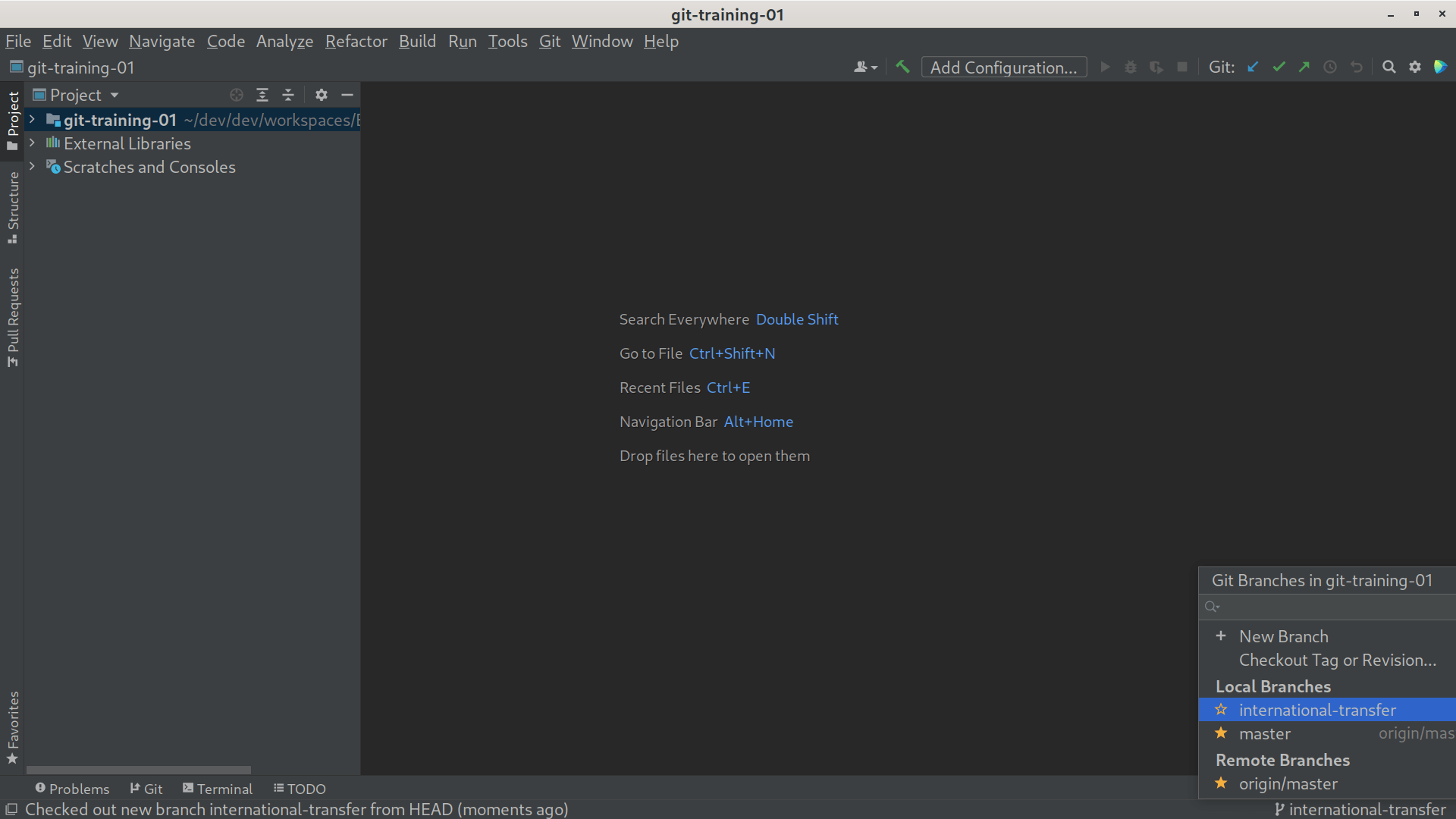 git intellij new branch