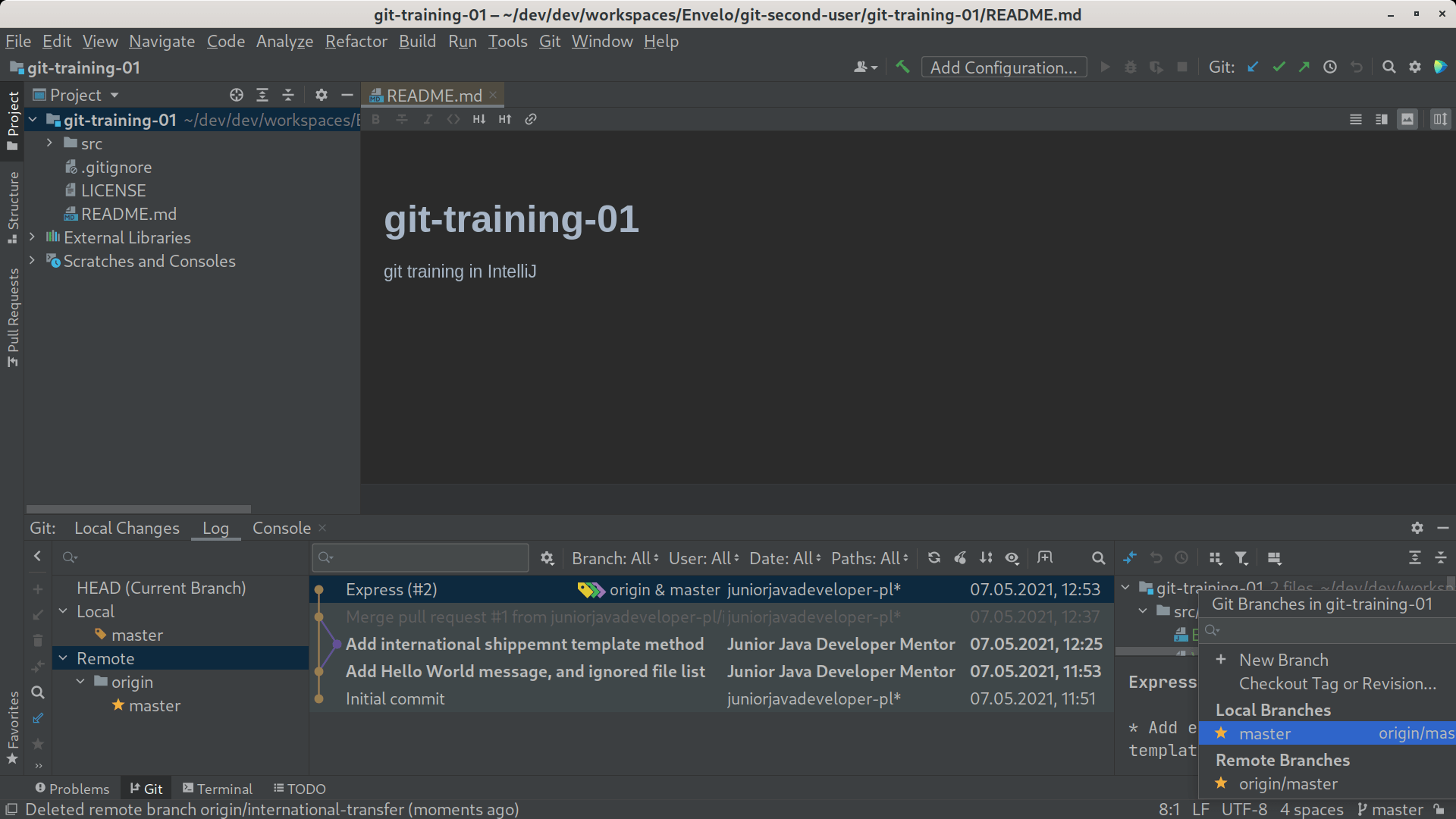 git intellij pull