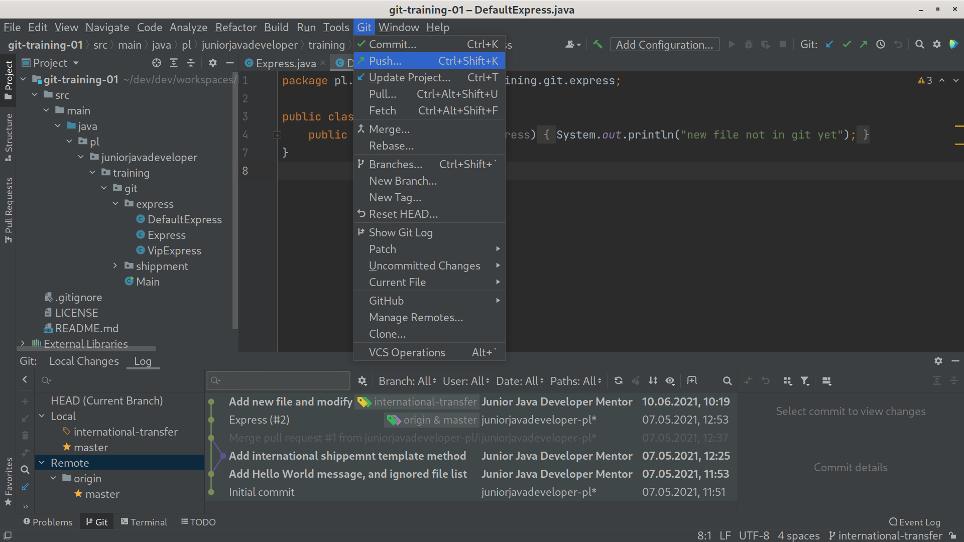 intellij push