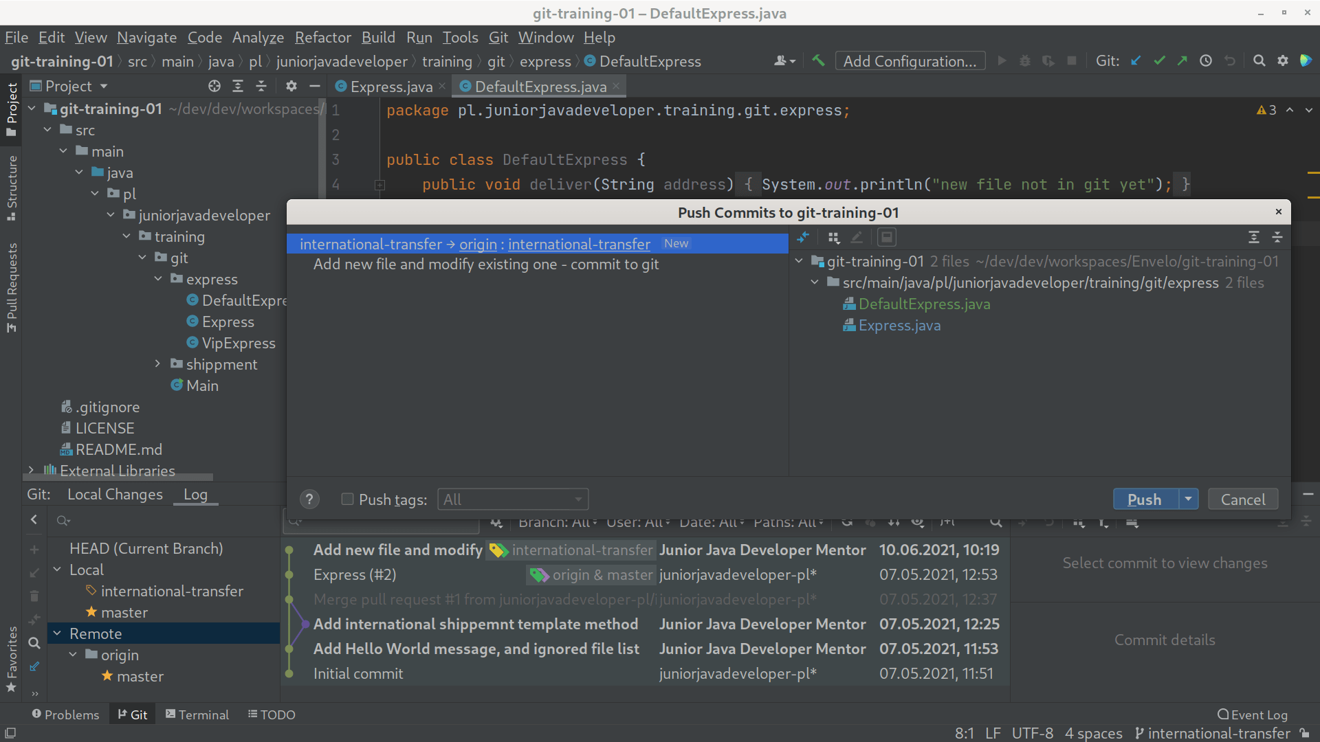 git intellij push