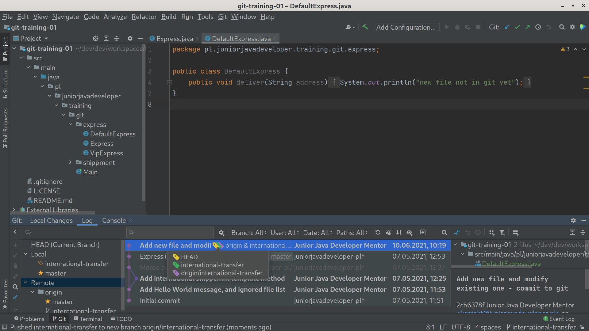 git intellij push