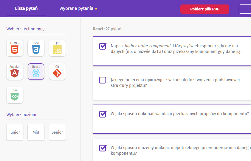 pytania rekrutacyjne fefaq